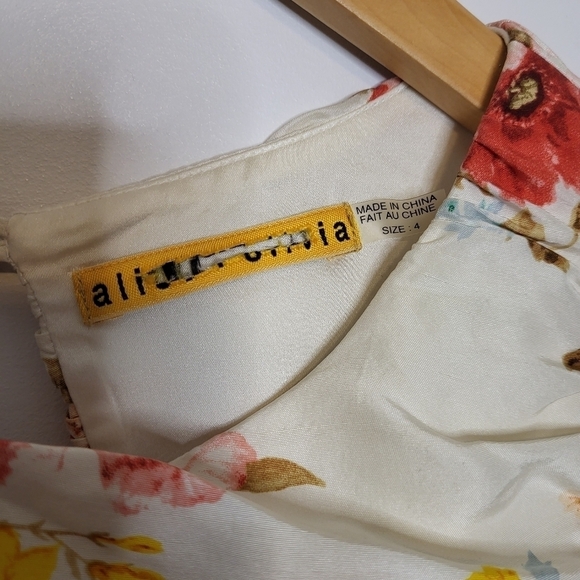 Alice + Olivia Floral Print Silk Dress Size 4 - Picture 4 of 11